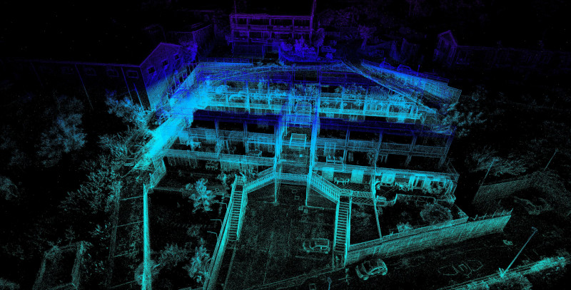 Immagine di laser scanner e nuvola di punti 3D
